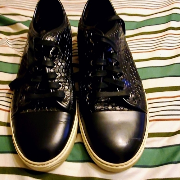 🆕️ Black Lanvin Sneakers Cracked Honeycomb 💥